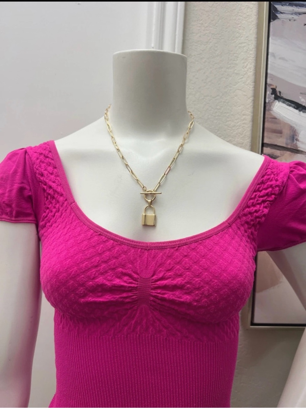 Gold Padlock fashion Pendant Chain Necklace - Women Jewelry